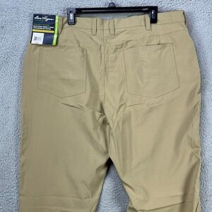 Ben Hogan Men Chino Golf Pants 40X30 Tan Flat Front Performance Straight Leg NEW